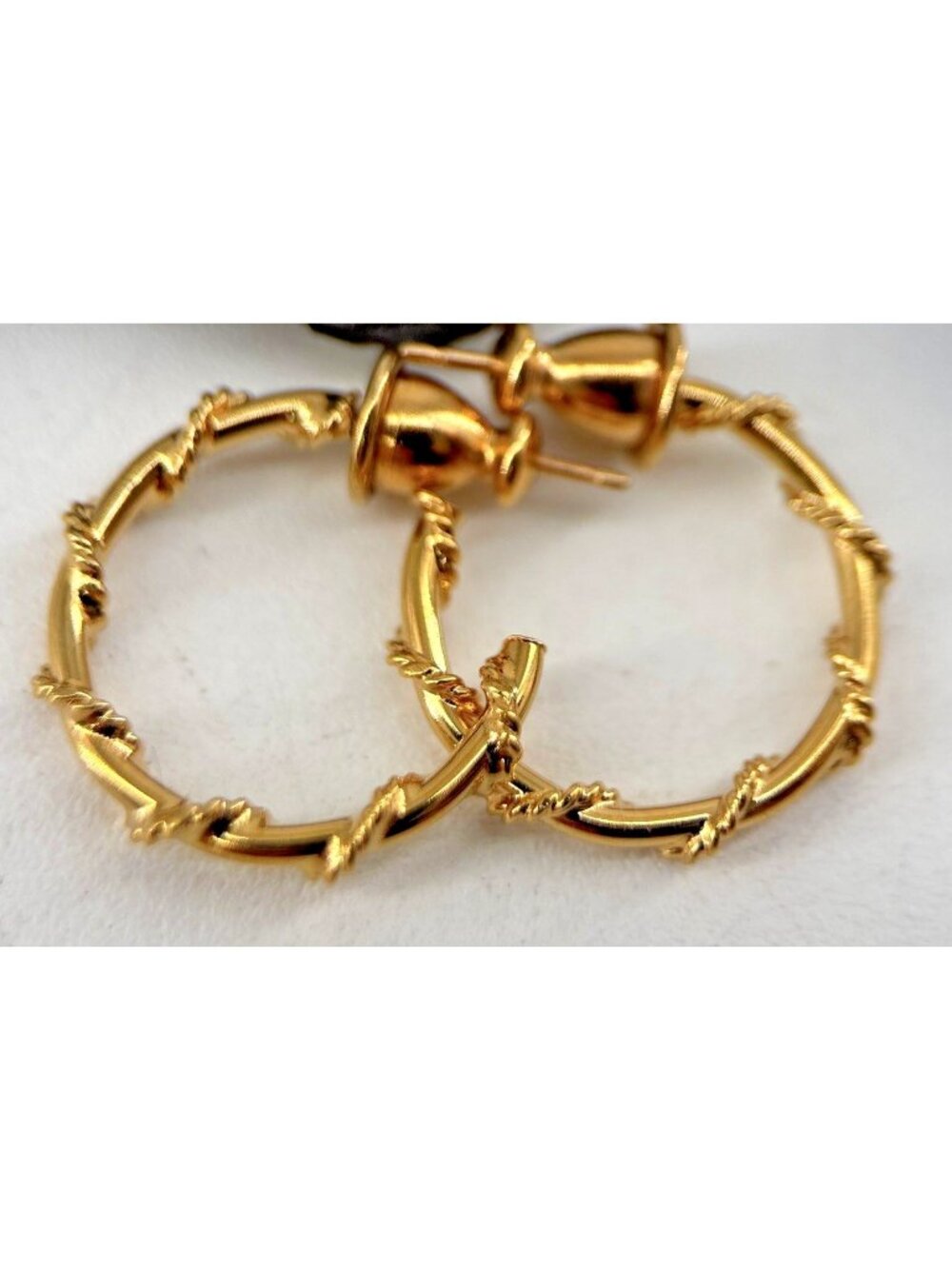 MONET Wrapped Twisted Gold Tone 1/2 open hoop earrings with 14k post== 2grams